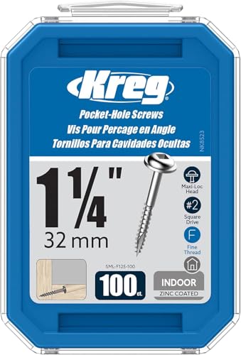 Kreg Zinc Pocket-Hole Screws - SML-F125-100 - 1-1/4 Inch - Fine Thread - Maxi-Loc Head - Indoor - 100 Count miniatura 6