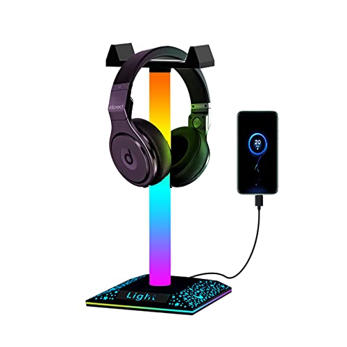Kopfhörer-Ständer, Gaming-Headset-Halterung mit Dreamcolor RGB-Licht, USB-Ladeanschluss, Headset-Halterung, Aufhänger für Gamer, Desktop, Tisch, Spiel, Kopfhörer-Zubehör Cover