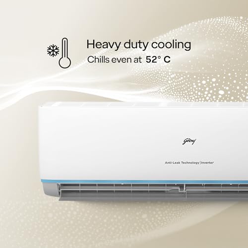Image of Godrej 1.5 Ton 3 Star, 5 Years Comprehensive Warranty, AI powered, Anti-Leak, 5-In-1 Convertible Cooling, Inverter Split AC (Copper, Heavy duty cooling At 52C, AC 1.5T EI 18DINV3R32 SYB AL, White)