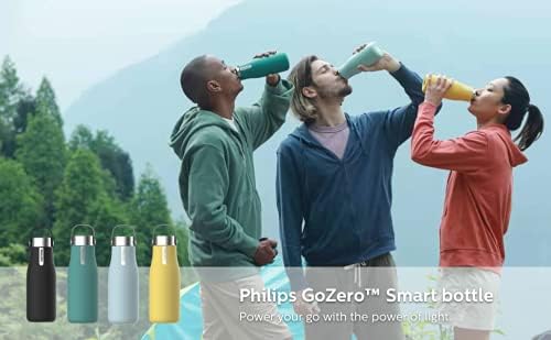 PHILIPS Water GoZero UV Self-Cleaning Smart Water Bottle Vacuum Stainless Steel Insulated Water Bottle with Handle Double-wall, Auto Cleaning, Keep Drink Hot or Cold, BPA Free Yellow 20 oz.