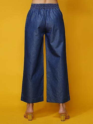 Image of NOVIO Cotton Blend Women Mid Rise Fashion Palazzo for Women