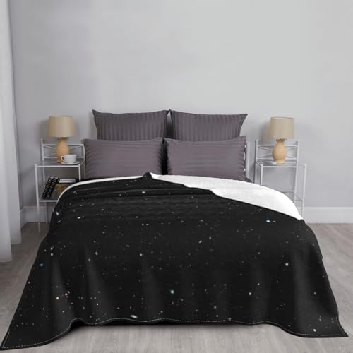 Couverture douce flanelle noire design chic à paillettes pour lit