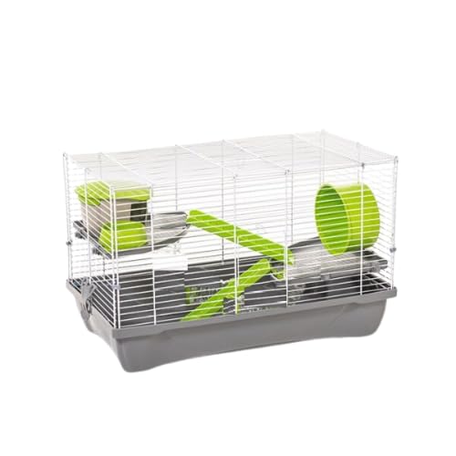 Pet's Market - Gabbia Duffy 2 Prestige per criceto cavia topo piccoli roditori accessoriata con ruota ciotola casa tubo scala 58X32X38