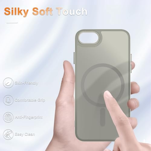 Image of for iPhone SE Case 2022(3rd) /2020(2nd), iPhone 8 /7 Case, Titanium Gray | Fit for Magsafe, Screen Protector Included, Matte Magnetic Slim Phone Cover, Shockproof Protection Translucent Frosted Back
