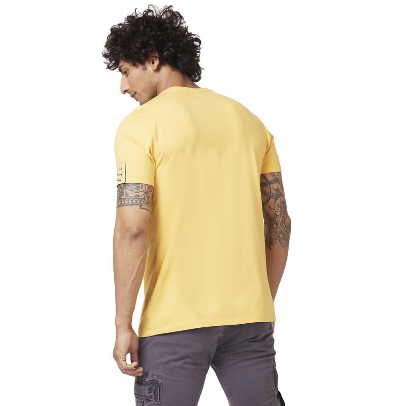 Image of Spykar Men's Slim Fit Round Neck Half Sleeve Printed Casual T-Shirt
