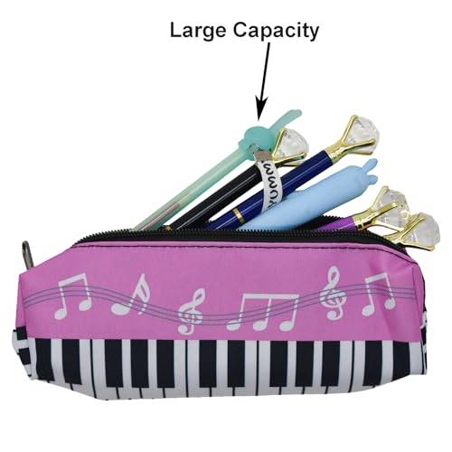 Image of Maydahui 2 PCS Music Theme Pencil Case Large Capacity Polyester Piano Music Symbol Style Pen Pouch Holder Storage Bag Organizer Stationery Box Makeup Pouch Cosmetic Bag for Women Students Party Travel