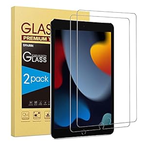 SPARIN 2 Pack Screen Protector Compatible with iPad 9th Generation 10.2 inch, Tempered Glass Compatible with iPad 9…