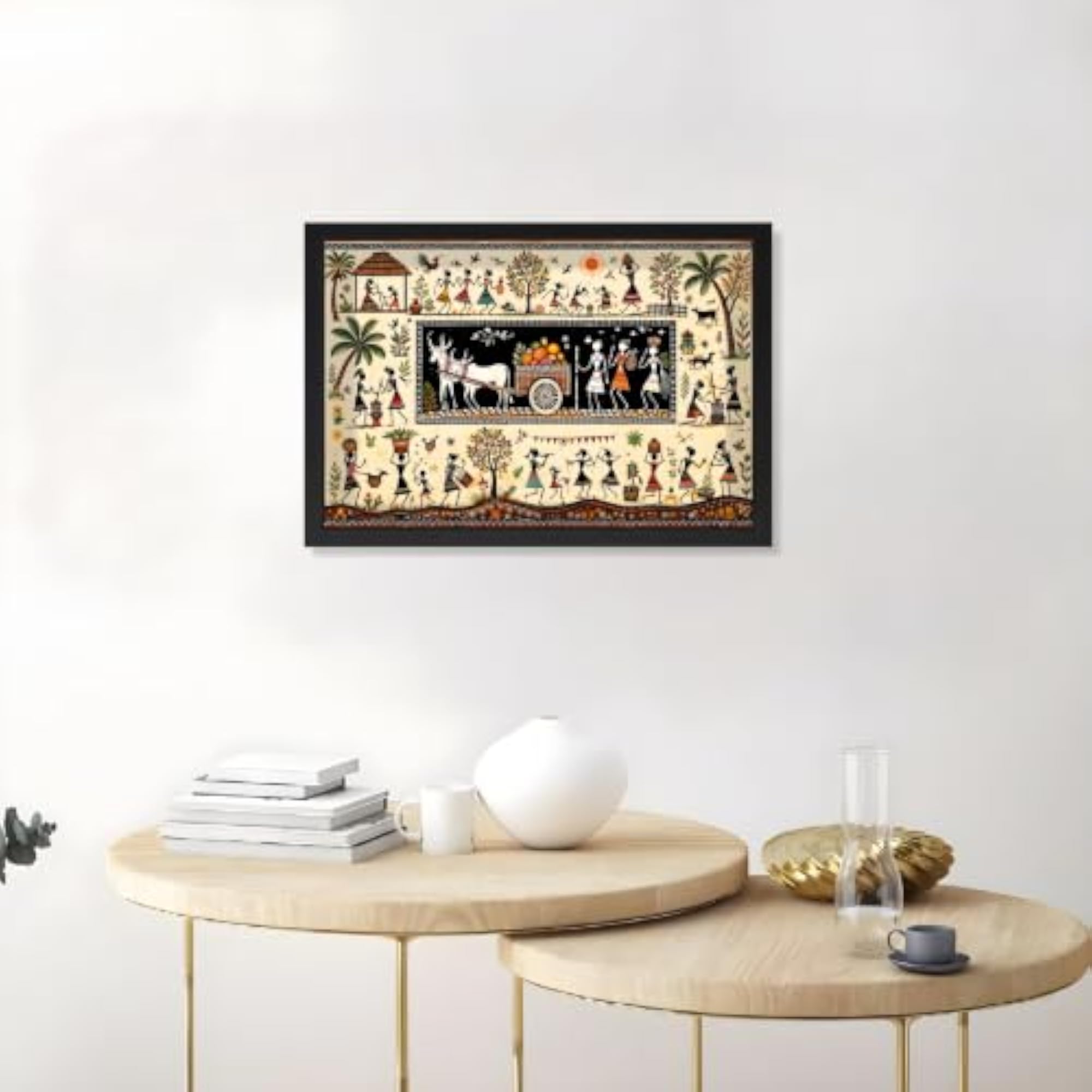 Traditional Warli Art Wall Frame, Handcrafted Tribal Folk Art