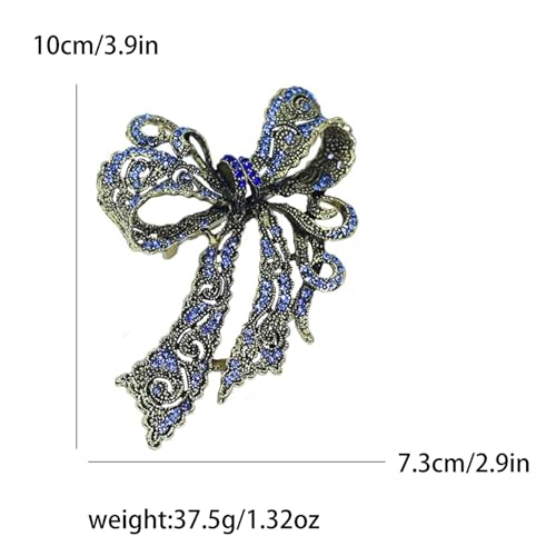 Image of Rhinestone Bow Brooch Vintage Crystal Bowknot Lapel Pin Pink Bow Brooch Wedding Fashion Jewelry Accessories Birthday Jewelry for Women