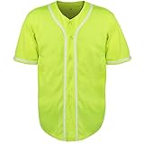 Phoneutrix Blank Plain Hip Hop Hipster Baseball Jersey Button Down Shirts Sports Uniforms Men Women Jersey (G-Green-Mesh, Large)