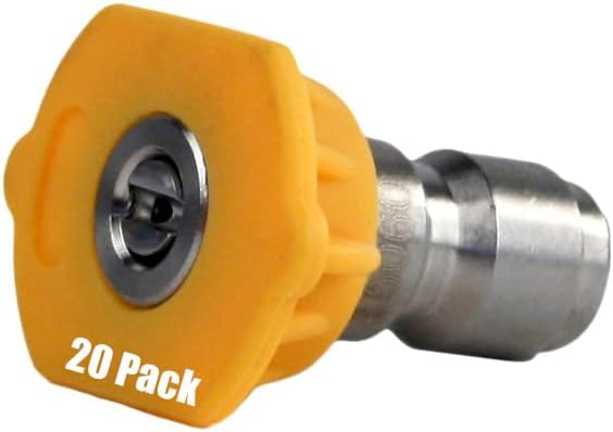 20 Pack of Erie Tools 6.0 Stainless Steel Orifice 15 Degree 1/4in. Quick Connect 4000 PSI High Pressure Washer Spray Nozzle Tips