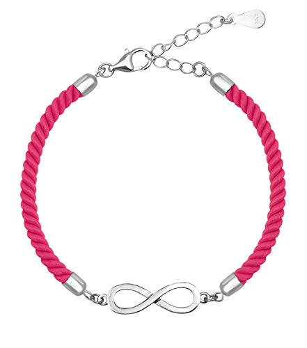Preisvergleich Produktbild SOFIA MILANI Damen Armband Unendlich Anhänger Stoff Silber (Pink) 30196