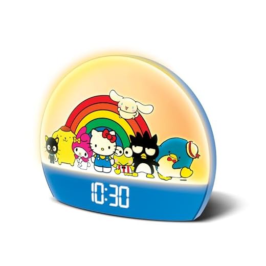 Hello Kitty and Friends Sunrise Alarm Clock - Multicolor Lights, USB Charging, LED Display, and Snooze Function
