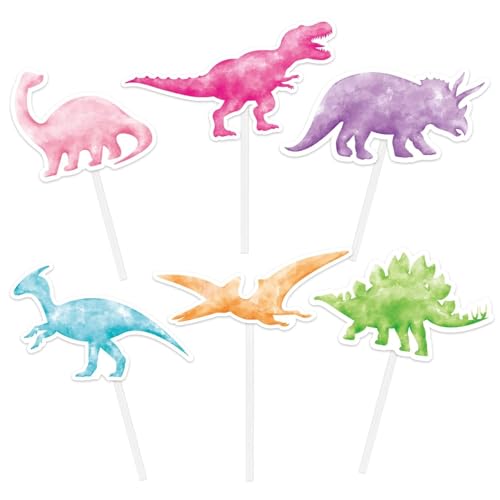 WERNNSAI 36 Pcs Dinosaur Cupcake Toppers - Girl Dinosaur Party Decorations Dino Cake Toppers Picks Dino Cake Decorations for Kids Birthday Baby Shower Party Supplies