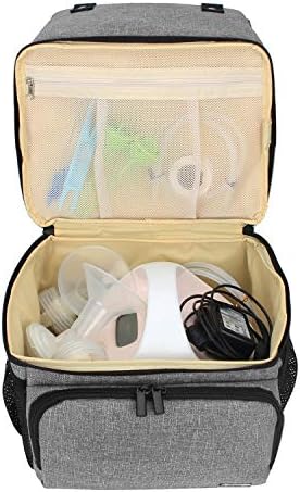 Luxja Breast Pump Bag with 2 Compartments, Fits Most Major Breast Pumps, Gray
