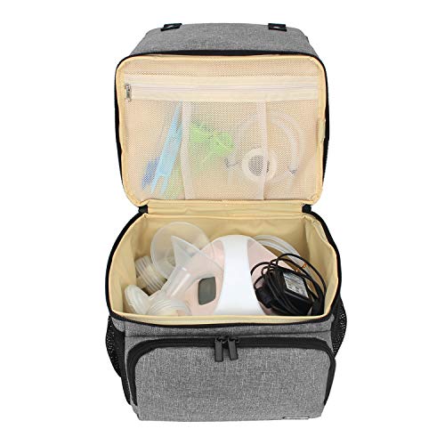 image for LUXJA Breast Pump Bag with 2 Compartments for Breast Pump and Cooler B