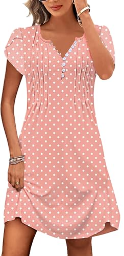 Image of Disamer Womens Casual Dresses Short Sleeve Summer Dresses 2026 Boho Floral Beach Sundresses Spring A-Line Dress with Pockets