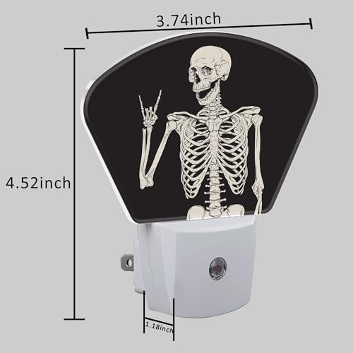 Image of Rock Skeleton Night Light for Kids Girls Boys, Funny Skeleton LED Night Light Plug into Wall with Dusk to Dawn Sensor for Room, Hallway, Kitchen, Bathroom, Stairs Decor