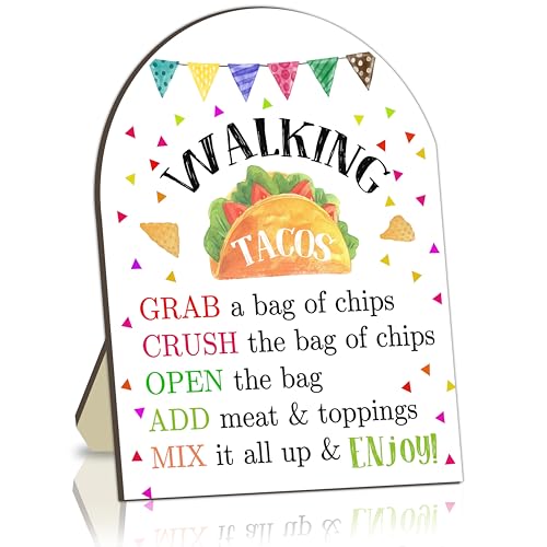 Walking Tacos Bar Sign, Mexican Tacos Bar Recipe Sign for
