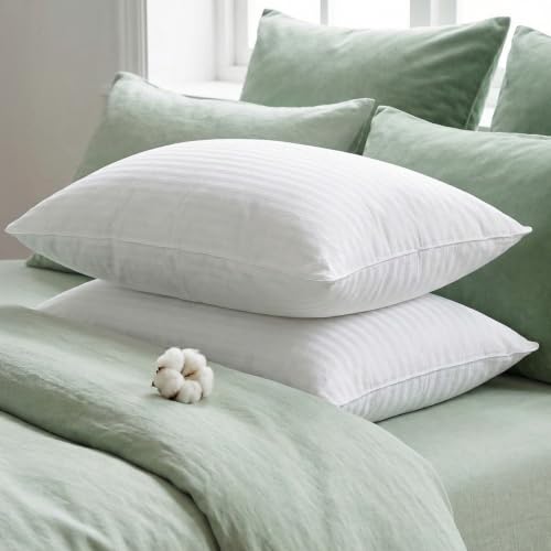Mocassi Stripe King Bed Pillows Set of 2 - Plush Down Alternative Sleeping Pillows, Cooling Breathable Cover, Hotel Luxury Soft Support for All Sleep Positions, Fluffy Bed Pillows - Image 2