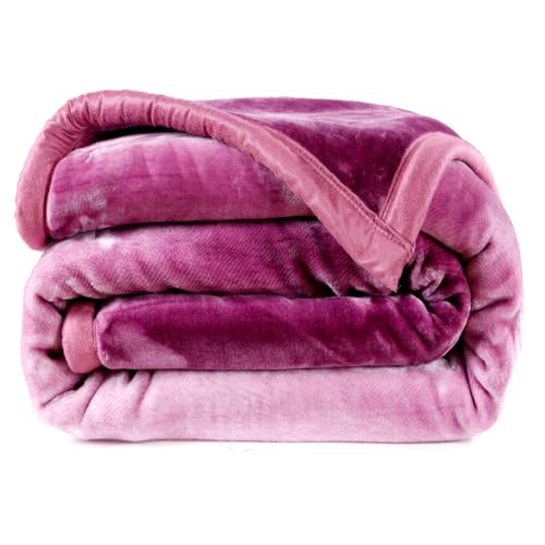 Image of ABRAZO Reversible Mink Blanket for Winter & AC | Double Bed 220x240 cm Soft & Warm Blanket /Dohar /Quilt /Comforter | All Season Use | (Mulberry)