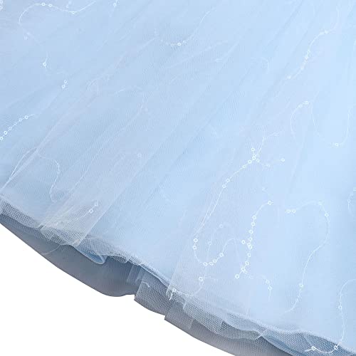 Image of Hopscotch Girls Polyester Embroidered Gown in Blue Color