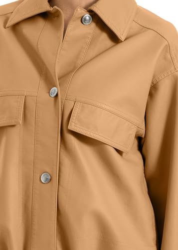 Max Studio Women's Fashion Everyday Casual Long Sleeve Faux Leather Short Outerwear Jacket2