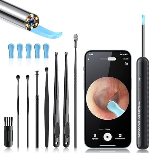 Argo Well Ear Wax Removal Kit with 1080P Camera – 360° HD Ear Cleaner for iOS/Android, 6 LED Lights, Soft Silicone Picks, IP67 Waterproof, Rechargeable, WiFi-Enabled Ear Care Set with 8 Tools