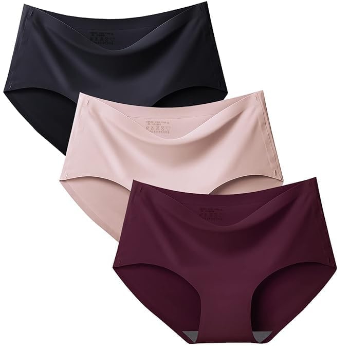 Women's Seamless Underwear - Soft, Breathable, No Panty Lines, Solid Color Traceless Ladies Slim Underwear for Girls Multi Colored Multicolour (Pack of 3)-image-45