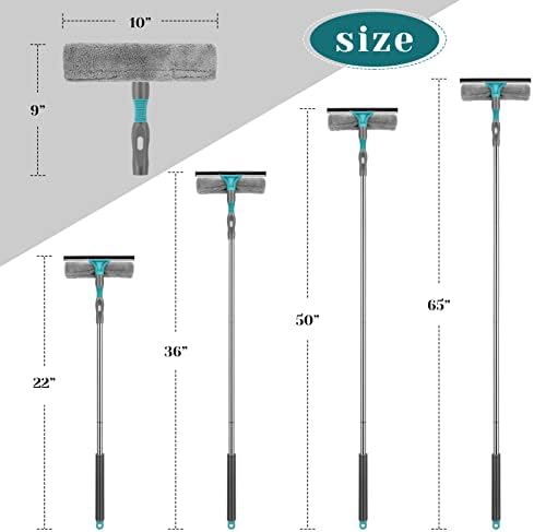 LinTimes 2 in 1 Window Cleaning Squeegee, 165cm Extending Window Cleaning Pole with Bendable Head, Window Cleaning Kit for Indoor/Outdoor High Window