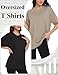 HOPLYNN 3 Pack Womens Oversized T Shirts Loose Fit Crew Neck Summer Short Sleeve Plus Size Tops 2026 Fashion Workout Tees 1 Black 1 Khaki 1 White XX-Large