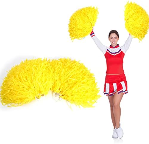 Dioche cheerleading pom poms for Kids, Cheerleader Cheering Squad Pompoms with Plastic Ring for Boy Girl School Sports Games Team, Kids Cheerleader Pompom Dance Party Accessories (Red)