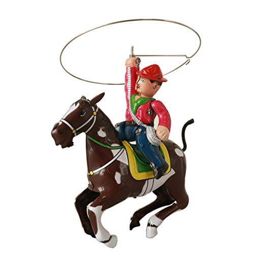 Nuobesty Vintage Metal Tin Staute Sculpture Wind Up Toy Retro Cowboy Ornament Craft For Decoration New Year Party Favor Gifts 1Pc #TOP13