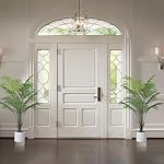 Artificial Areca Palm Tree 4FT Fake Potted Plant Faux Silk Tropical Areca Palm with 12 Trunks & Real Bark Design, Large Aritificial Plant in White Pot for Home Living Room House Warmming Floor Decor - Image 4