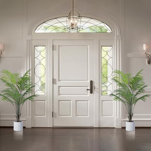 Artificial Areca Palm Tree 5FT Fake Potted Plant 2 Pack Faux Silk Tropical Areca Palm with 15 Trunks & Real Bark Design, Large Aritificial Plant in Pot for Home Living Room House Warmming Floor Decor by Jocoevol - Image 4