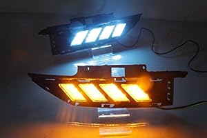 LED DRL Daytime Running Light Fog Lamp with Turning Signal Light Three Colors White/Yellow/Ice Blue Generic fit for Hyundai Encino Kona 2018-2019