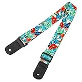 Dulphee Ukulele Strap Hawaiian Style Adjustable Uke Shoulder Strap for Soprano Concert Tenor Baritone Ukulele, Mandolin and Banjo(Flower)