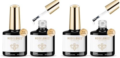 modelones Gel Top Coat, 2Pcs Clear Glossy Finish No Wipe Top Coat Winter Gel Nail Polish, Acrylic Nails Soak Off Nail Lamp Nail Art Home and Professional Manicure 10ML (Pack of 2)