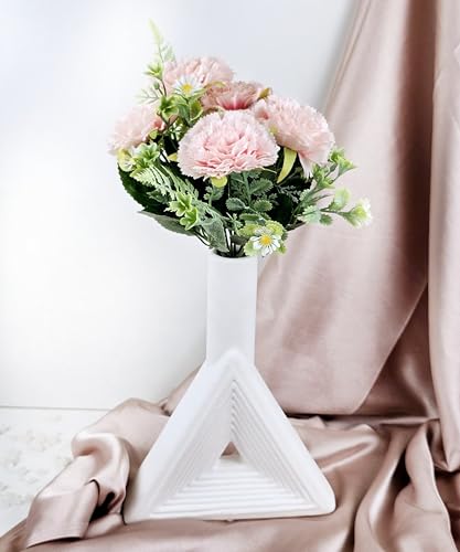 Image of SATYAM KRAFT 1 Bunch Artificial Carnation Flower Stick for Home Decor, Bedroom, Living Room, Balcony, Office Desk, Wedding, Marriage Decoration, Gift, Festival, Shelf & Corner Decoration (Peach)