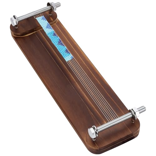 FINGERINSPIRE Rectangle Wooden Loom for Seed Bead Weaving 13.8x3.9 inch Sienna Color Seed Bead Loom Jewelry Making Tool for Loomed Stitch Short Necklaces and Bracelets for Beginners