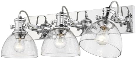 Golden Lighting 3118-BA3 CH-SD Hines Vanity Light, Chrome with Seeded Glass