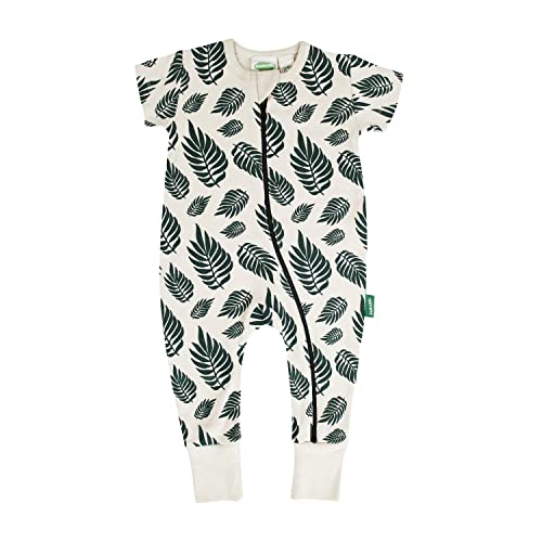 Parade Organic Signature Print '2-Way' Zip Romper Short Sleeve Palm Leaves 3-6 Months #TOP9