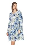 Rundhals Rösch Nachthemd mit Stufenlook Hellblau Baumwolle 1233622 42 Romantic Flower