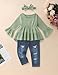 FoWear Toddler Girl Clothes Long Sleeve Ruffle Dress Top and Jeans Pants Toddler Girl Fall Outfits 3T Girl Clothes