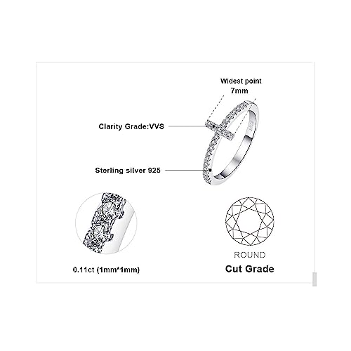 Jewelrypalace 14K Gold Plated 925 Sterling Silver Rings For Women, Cubic Zirconia Promise Rings For Her, Stackable Wedding Bands Rings For Women Cross Sideways Stacking Ring Sets Size 7 #TOP1