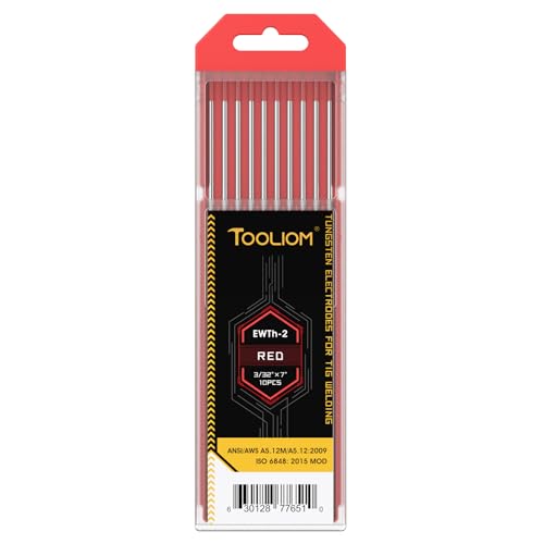 Image of TOOLIOM TIG Tungsten Welding Tungsten Electrodes Tungsten 3 /32 inch x 7 inch (Red,Ewth-2) 10-Pack