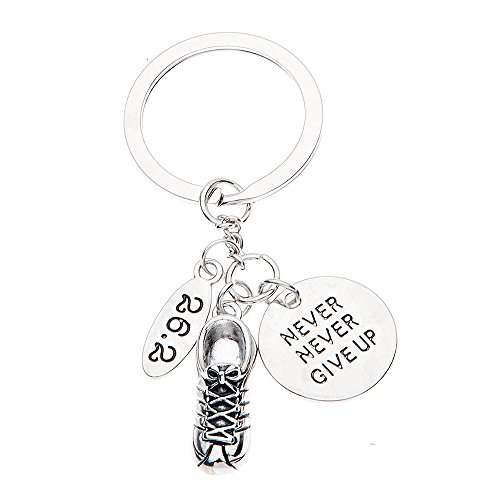 Marathon Runner Gifts- Never Give Up Runner Keychain, Running Jewelry, Marathon Jewelry, 26.2 Keychain, Runner Gift
