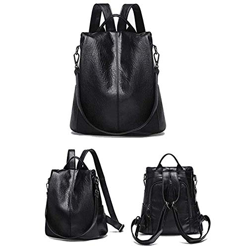 Mochila de couro Feminina Casual Daypack - 116 (Preto)