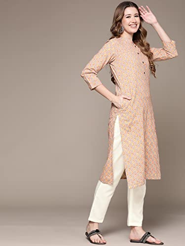 Image of anubhutee Women Ethnic Motifs Printed Woven Design Pure Cotton Kurti and Pant