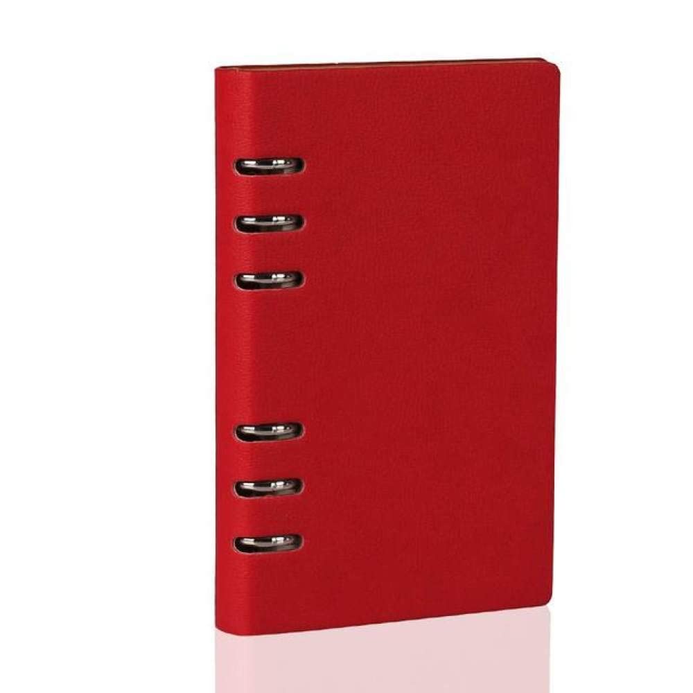 Quaderno A5 classico riutilizzabile tasca larga in pelle 6 fori raccoglitore ad anelli diario con copertina rigida quaderno aziendale, rosso vino, 2 pezzi